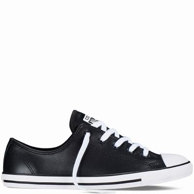 Converse Chuck Taylor All Star Dainty Leather Low Tops Womens - Black Shoes (863CNHZK)